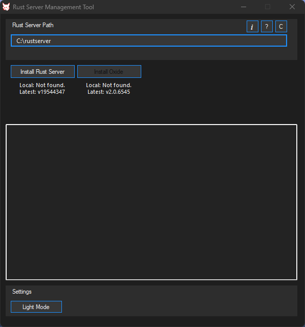 Initial view of the Rust Server Management Tool image